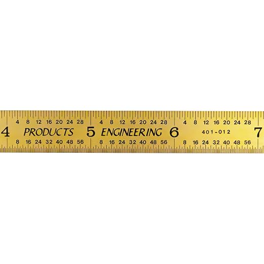 PEC Tools Flexible 12-inch Titanium Nitride (TiN) Coated High Precision Carbon Steel Machinist Rule, Extreme Scratch Resistant, Imperial Scale Graduations 1/8",1/16",1/32",1/64" (4R), Made in USA