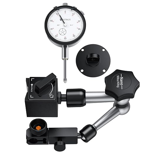 Neoteck Dial Indicator 0-1”/0.001” with 90lbs/40kg Magnetic Base,Imperial Dial Test Indicator Gauge Set for Lathe,3D Printer,CNC,Automobile,Laboratory