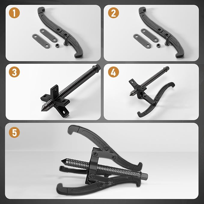 3'' 4'' 6'' 8'' Gear Puller Set, 3 Jaw Bearing Puller with Reversible Jaws, 2 Jaw / 3 Jaw Pulley Puller Tool for Pulley Gear Bearing Flywheel Removal, 4pcs Gear Extractor Tool 1.1t/1.6t/3.0t/4.4t