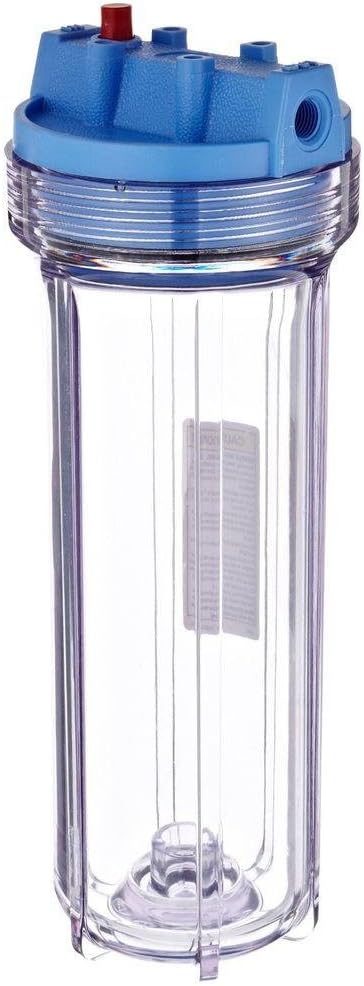 IPW Industries Inc - Slim Line 10" Filter Housing (158117) - Blue Cap/Clear Sump 1/4" NPT With Pressure Release Single & Leak-Proof O-Ring