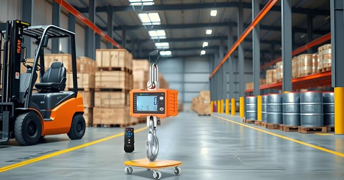 Klau 1000 kg 2000 lb Hanging Scale, Orange | Heavy Duty, Crane Scale, LCD Display, With Remote, For Home Farm