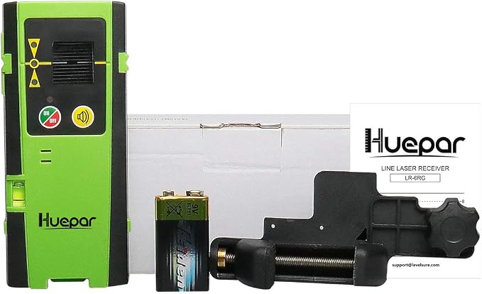 Huepar Laser Detector LR-6RG for Huepar/Pro Laser Levels, Only Compatible with Huepar & Pro Laser Levels with Pulse Mode, Detect Green&Red Beams Laser Receiver, Up to 200Ft, Three-Side LED Display