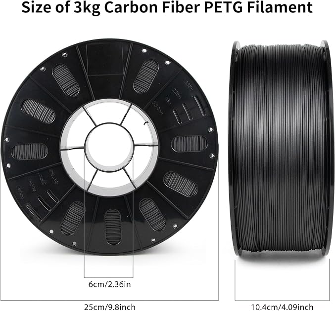 IEMAI Carbon Fiber PETG Filament 1.75mm Matte Black 3KG, PETG-CF 3D Printer Filament with Dimensional Stability & Low Warpage, High Stiffness, Heat Resistant, Easy Print