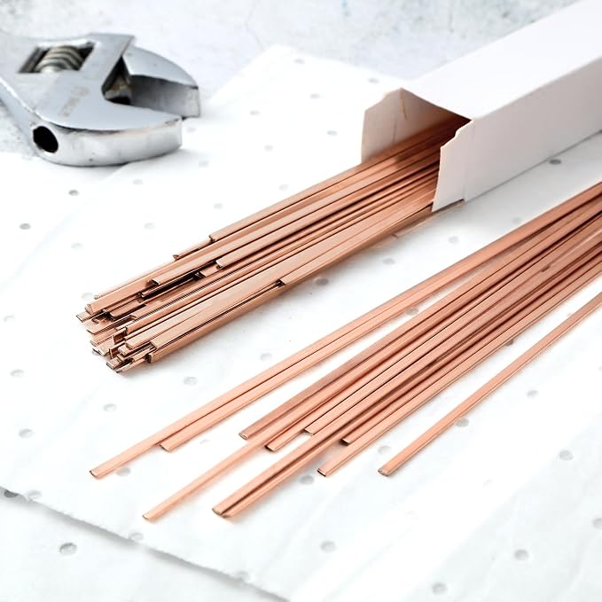 Tandefio 7.5% Silver Brazing Rods AWS BCUP-4 40 Sticks, Silver Solder Flat Welding Rods 0.050"x1/8"x10" for Air Conditioning, Refrigerator, Cold Storage & HVAC Units, Phos Copper Brazing Alloys