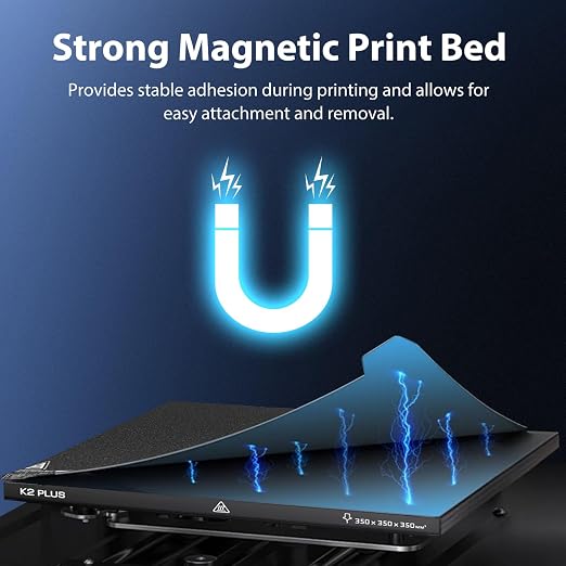 Creality K2 Plus Build Plate Epoxy Resin Coating 370x370mm Spring Steel Magnetic K2 Plus Smooth Build Plate EP Bed Plate for Creality K2 Plus