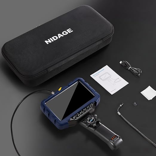 3.9mm Two-Way Articulating Borescope 7'' IPS Screen Endoscope Camera with Light 1080P Industrial Inspection Camera Ultra Thin Waterproof Snake Cam for Automotive Mechanics Wall Gadgets Tool