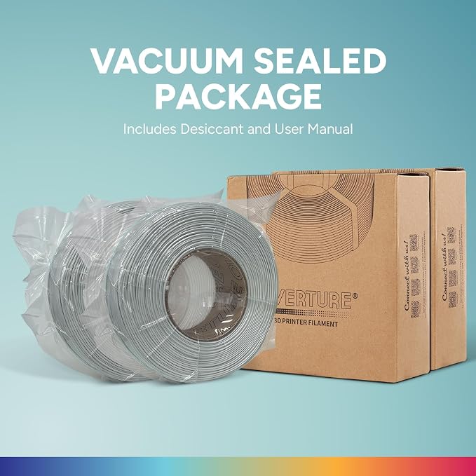 OVERTURE 2KG Bundle High Speed PLA Filament Refill 1.75mm 3D Printer Filament, 2 Pack 1kg (2.2lb) Refilament for Bambu Lab Reusable Spool, Fit Most FDM 3D Printers (Light Grey*2)