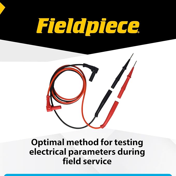 Fieldpiece ADLS2 - Deluxe Silicone Test Leads - Professional HVAC/R Multimeter Lead Set with Gold-Plated Tips - Basket Style Strain Relief with Industry Standard L-Shaped Banana Plug Type