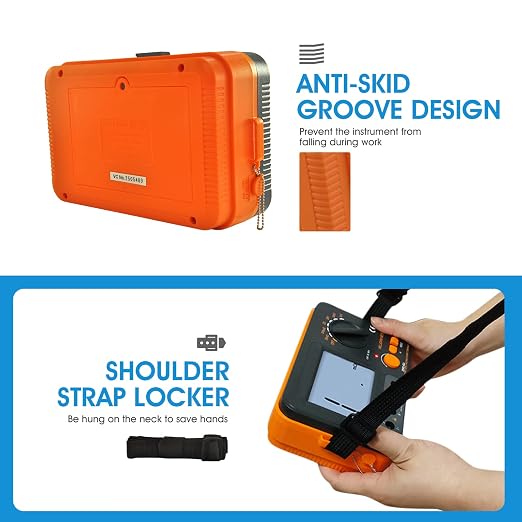 AIOMEST Digital Megohmmeter Megaohm Meter with 250V/500V/1000V Test Voltage Testing Insulation Resistance IR 0.1MΩ~2GΩ, Measure AC DC Volt Ohm, Continuity Tester, Megaohmeter w/Over-Range Indicator