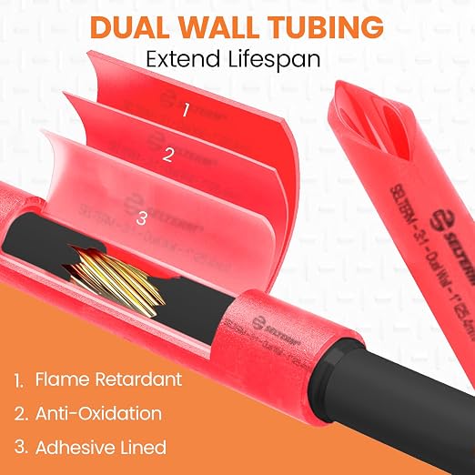 SELTERM 1-Inch Red 50 Feet Marine Grade Heat Shrink Tubing Roll, 3:1 Ratio Dual Wall Adhesive Lined Waterproof Heat Shrink Wrap Tube, for Battery Cable Lugs Wire Terminals Connectors