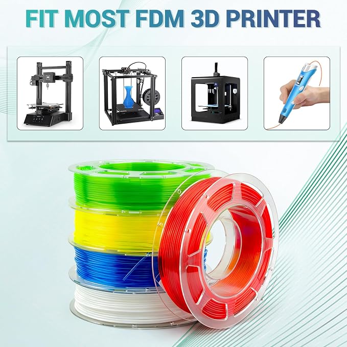 8Pcs 95A TPU Filament Bundle - 1.75mm 3D Printer Filament Pack, High Hardness, Flexible & Clog-Free, Accuracy +/- 0.03mm, Individually Vacuum Packed, Fits Most FDM Printers, 200g Spool x 8