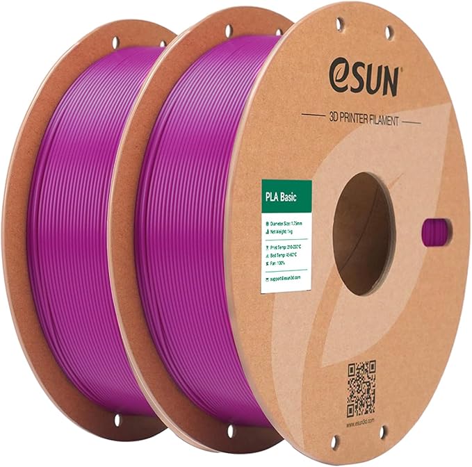 eSUN PLA Basic Filament 1.75mm, 3D Printer Filament High Speed PLA for Fast Printing, 1KG per Spool, 2 Spools High Speed 3D Printing Filament, Purple