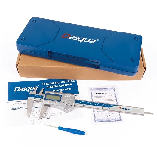 Dasqua IP67 Grade Digital Caliper, Calipers Measuring Tool with IP67 Waterproof 0-6 Inch/150mm, Inch/Millimeter Conversion, Stainless Steel, Large LCD Screen