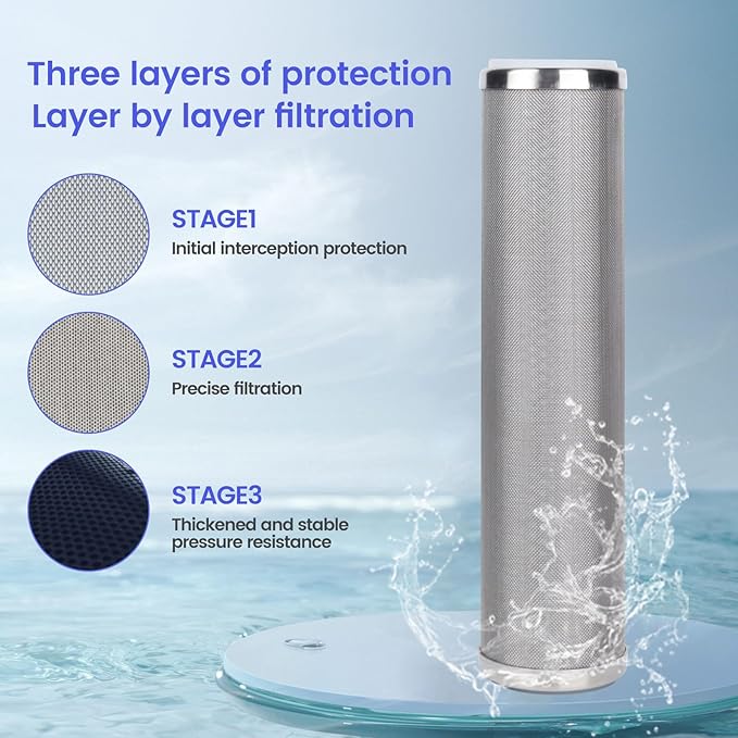 Stainless Steel Cleanable Wire Mesh Filter Cartridge 10”Length,2.5"OD(800 Micron)