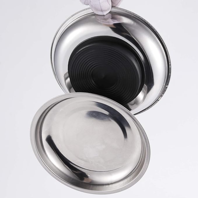 8 PCS Magnetic Bowls 6 Inches, Magnetic Trays Set Round, Stainless Steel Magnetic Parts Tray Set for Bolts, Pins, Screws, Nuts, Small Parts Tools Organization for Workshop, Garage, Craft Room