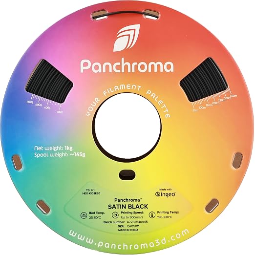 Polymaker Panchroma Satin PLA Filament 1.75mm for 3D Printing, 1kg, Black | Neatly Wound, Semi-Matte PLA, Easy Print & Smooth Feeding, Compatible with Bambu Lab & Most 3D Printers