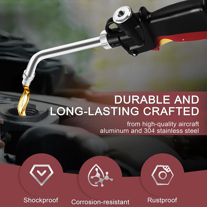 Air Operated Oil Control Valve Dispenser Nozzle, Heavy Duty Oil Gun Dispenser 1/2-Inch NPT Inlet for Motor, Gear, Hydraulic Fluids, Lubricants, and Antifreeze