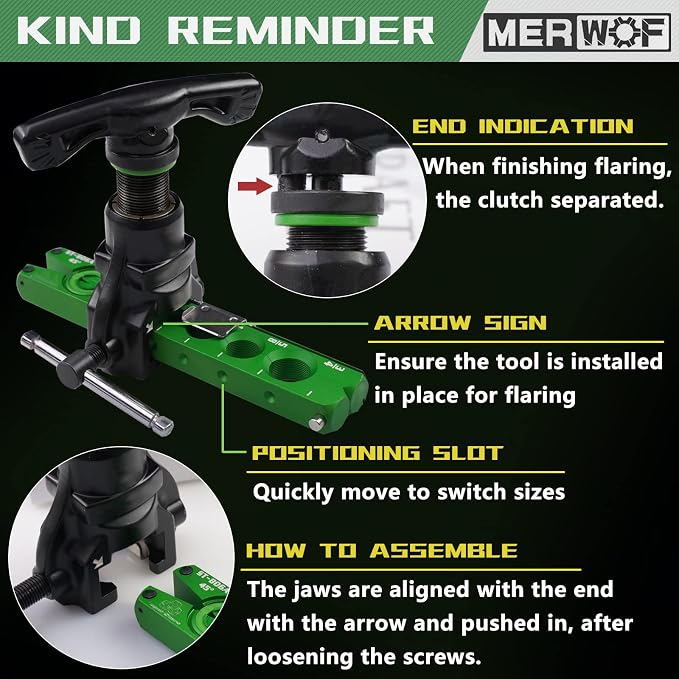 Flaring Tool for 1/4'' - 3/4'', 45 Degree Eccentric Cone Type Flaring Kit for Copper Aluminum Pipe