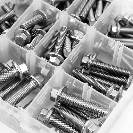 240PCS M5 M6 M8 Flanged Bolts and Nuts Kit,Stainless Steel 304 Metric Flanged Hex Screws Nuts Includes 14 Most Common Sizes