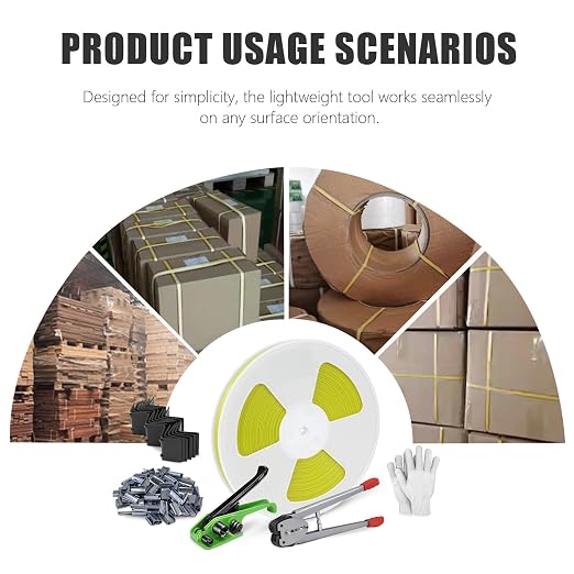 Heavy Duty Banding Strapping kit Contain 1/2" x3200" Polypropylene Packaging Straps & 100 Metal Seals 20 Plastic Edge Protectors Tensioner with Cutter Sealer Tool Glove