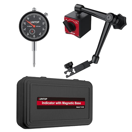 XUNTOP Dial Indicator with 176lbs/80kg Magnetic Base,1inch/0.001inch Imperial Dial Test Gauge Set with Storage Case for Lathe,3D Printer,CNC,Car,Workshop