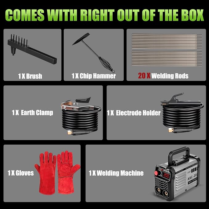Hpoouo 200Amp 20PCS Rods Stick Welder, Super MINI Portable Welding Machine | IGBT Inverter Welder Machine 110V with Hot Start/Arc Force/Anti-Stick, ARC Welder for 1/16"-1/8" Rod , Beginner & Home DIY