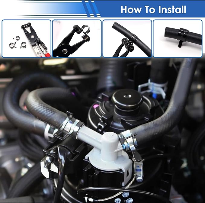 smseace 132Pcs 6-25mm Spring Hose Clamps With Hose Clamp Plier 16-sizes Constant Tension Hose Clamp used for Fuel Line,Vacuum Hose,Air Hose Spring Band Hose Clamp Kit