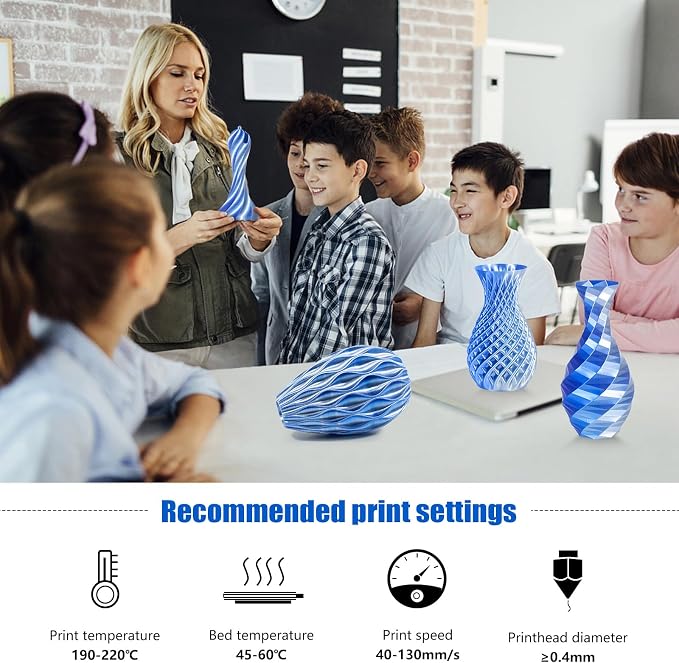iSANMATE PLA 3D Printer Filament, PLA Filament 1.75mm Dual Color Silk PLA, Silk Blue Silver 3D Printing Filament,1 kg Spool