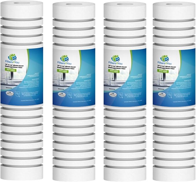 CFS – Grooved Water Filter Cartridges Compatible with AP110-NP Models – Remove Bad Taste & Odor – Whole House Replacement Water Filter Cartridge – 5 Micron – White (4 Pack)
