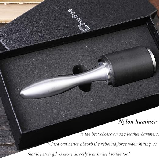 2/4/6 Prong Punch Nylon Head Leather Hammer, Black Leather Prong Punch Tool Leather Craft Carving Hammer, 5mm Lacing Stitching Punch, Round Hole Prong Lacing Stitching Punch for Leather Craft
