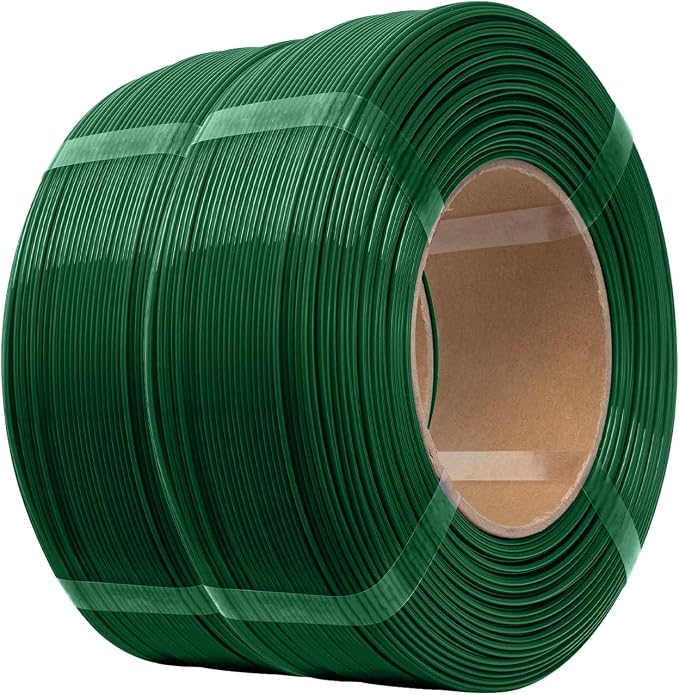 eSUN PLA+ Refilament 1.75mm, 3D Printer Refill PLA Plus, 1KG per Roll, 2 Rolls Spoolless 3D Printing Filament for 3D Printers,Pine Green