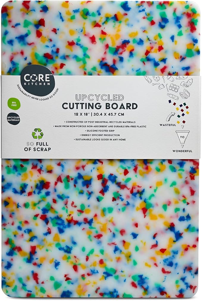 Recycled Plastic Cutting Board L with Non-Slip Footing - Confetti