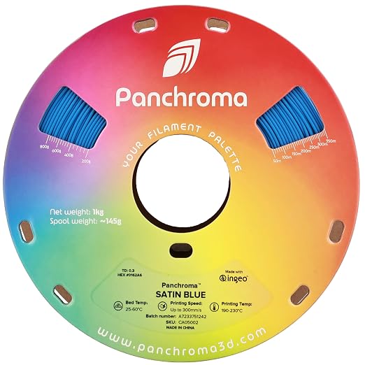 Polymaker Panchroma Satin PLA Filament 1.75mm for 3D Printing, 1kg, Blue | Neatly Wound, Semi-Matte PLA, Easy Print & Smooth Feeding, Compatible with Bambu Lab & Most 3D Printers