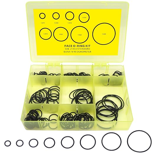 158 PCS 8 Sizes Hydraulic O-Ring Kit FACE ORFS Fittings, SAE Buna-N 90 Durometer