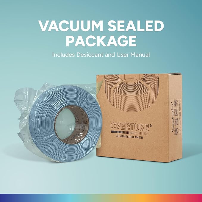 OVERTURE High Speed PLA Filament Refill 1.75mm, Rapid PLA Spoolless 3D Printing Filament, 1kg (2.2lb) Refilament for Bambu Lab, Accuracy +/- 0.02mm, Fit Most FDM Printers (Grey Blue)