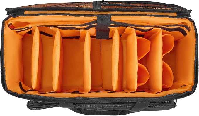 VEVOR Rolling DJ Cable Bag, 1680D, Padded File Gig Bag with Wheels, 6 Detachable Divider, Travel Storage Music Gear Case, for Professional DJ Gear, Musical Instrument and Accessories, Sound Equipment