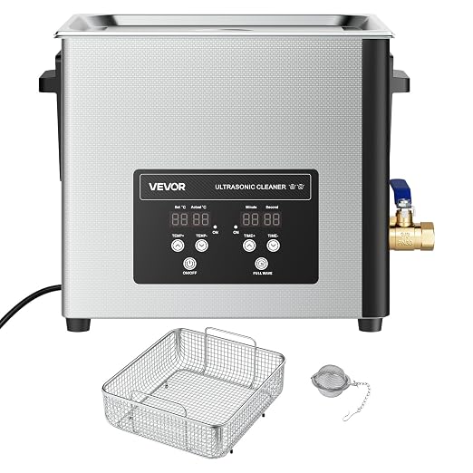 VEVOR 15L Ultrasonic Cleaner, Professional Ultrasonic Cleaner Machine with Cleaning Basket & Digital Display, 240W Stainless Steel 40kHz Industrial Cleaning Machine for Parts, Carburetors, Instruments