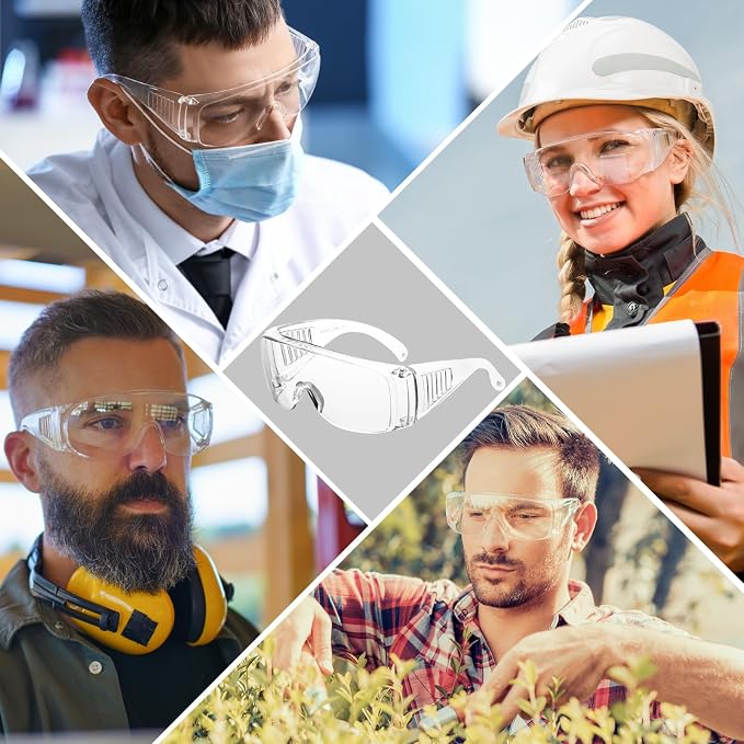 Salfboy Safety Glasses Over Eyeglasses with Anti-Fog and Scratch Resistant ANSI Z87 Safety Goggles Over Glasses