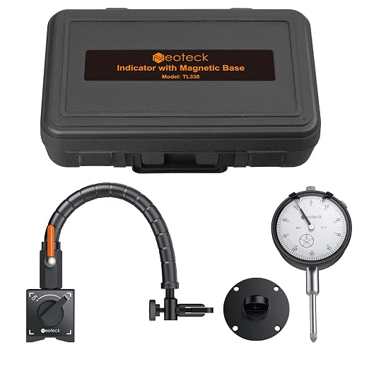 Neoteck 0-1"/ 0.001" Dial Indicator with 13.5" Flexible Arm 176lbs Max Pull Magnetic Base Dial Indicator Set Widely Used in 3D Printer and Automotive Maintenance