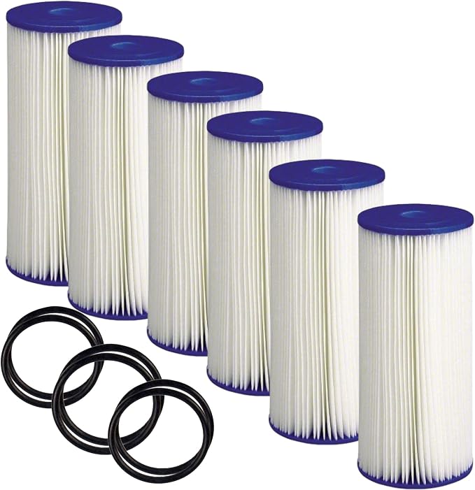 CFS – Pleated Water Filter Cartridges Compatible with FXHSC, R50-BBSA, R50-BB, WFHDC3001, W50PEHD, GXWH40L Models – Removes Bad Taste – Whole House Replacement Filter Cartridge (6 Pack + 6 O-Rings)