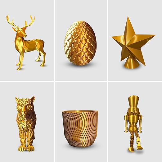 GEEETECH 4KG Silk Gold PLA Filament 1.75mm, 3D Printer Shiny Silk Filament,1kg Spool (2.2lbs), Dimensional Accuracy +/- 0.02mm, Fit Most FDM Printer (Silk Gold)