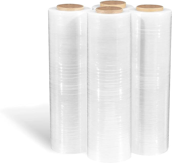 Staples Stretch Wrap, 80 Gauge, 18” x 1500’, Clear Pallet Stretch Film for Secure Wrapping & Shipping — 4 Rolls per Case