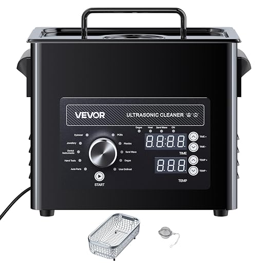 VEVOR 3L Ultrasonic Cleaner, Professional Ultrasonic Cleaner Machine with Knob Control, Stainless Steel Cleaning Machine with Basket and Cleaning Ball, for Watches, Razors, Jewelry, Coins and More