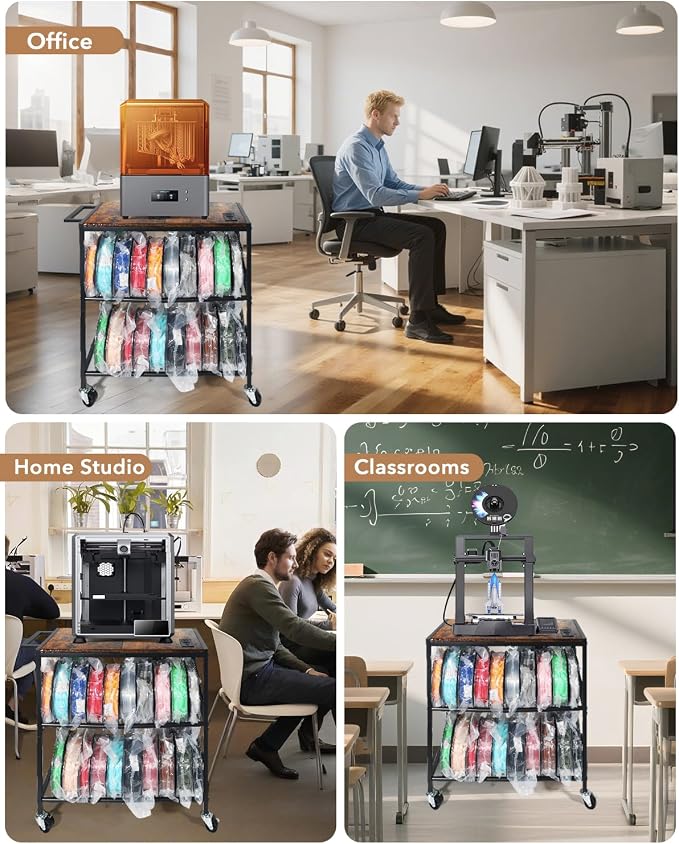 3D Printer Stand with Filaments Storage-Small 3D Printer Table for Consumables Storage,Heavy Duty 3D Printer Cart Desk Suitable for Workshops, Studios and Offices