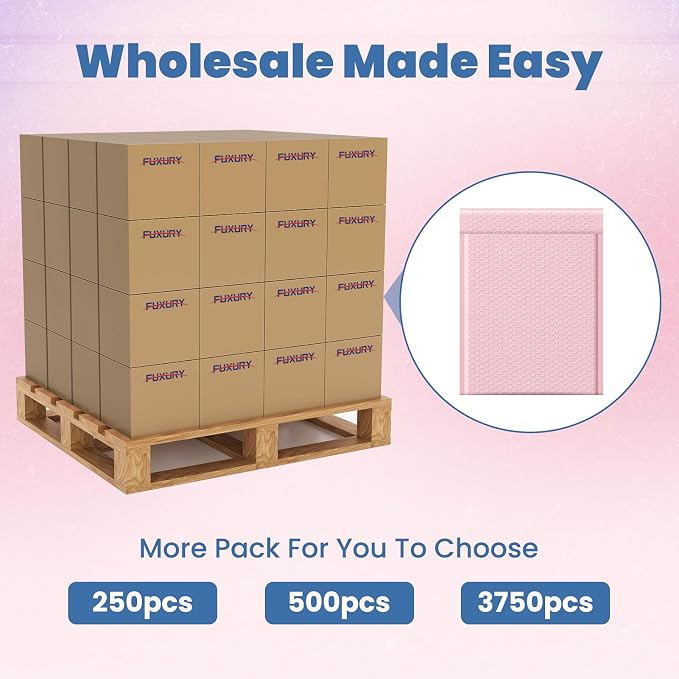 Fuxury Bubble Mailers 10x13 Inch Light Pink 25 Pack, Opaque Padded Envelopes for Clothing, Books, Makeup & Accessories, Self Seal Shipping Bags for Small Business