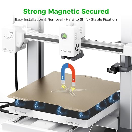 Creality SparkX i7 Build Plate Original 265x300mm Dual Side Textured PEI Bed Plate Spring Steel Magnetic 3D Printer Build Plate for Creality SparkX i7
