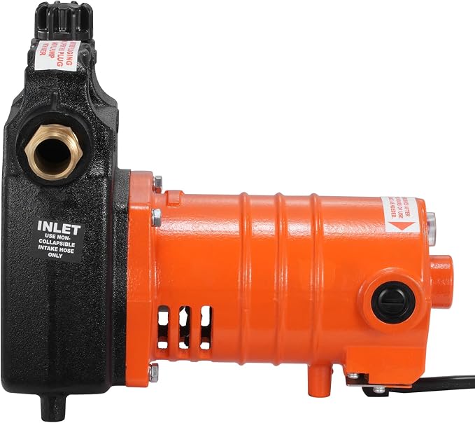 VEVOR Cast Iron Water Transfer Pump, 115V AC 1600 GPH 1/2HP, Portable Electric Utility Pump with Carbon Brush, Filter, Brass Connectors, for Garden, Rain Barrel, Pool, Pond, Hot Tub, Aquarium Draining