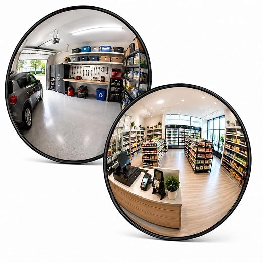 BESEA 2PCS 30" inch Convex Traffic Mirror -Industrial Grade Wide Angle Blind Spot Safety Mirror -Heavy Duty Security Mirror for Intersections, Warehouses & Large Parking Lots-Acrylic Material
