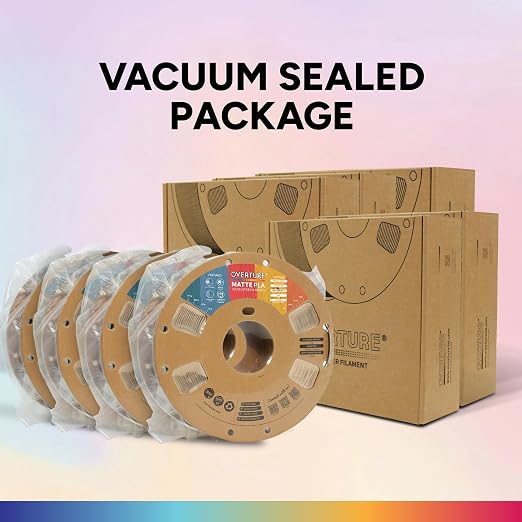 OVERTURE 4KG Bundle Matte PLA, Low Warp & Matte Surface 3D Printer Filament | Frosted Matt Finish Hides Layer Lines, 4 Pack 1kg Spool (2.2lbs) Cardboard Spool, Fit Most FDM Printer (Matte Light Brown*4)