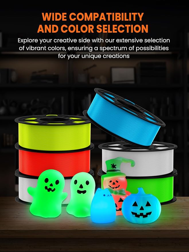 TECBEARS Glow in The Dark PLA Filament, Neatly Wound Luminous PLA 3D Printer Filament, Dimensional Accuracy +/- 0.02mm,Fit Most FDM 3D Printers,1KG Spool (2.2 lbs), (Blue PLA, Glow Blue)